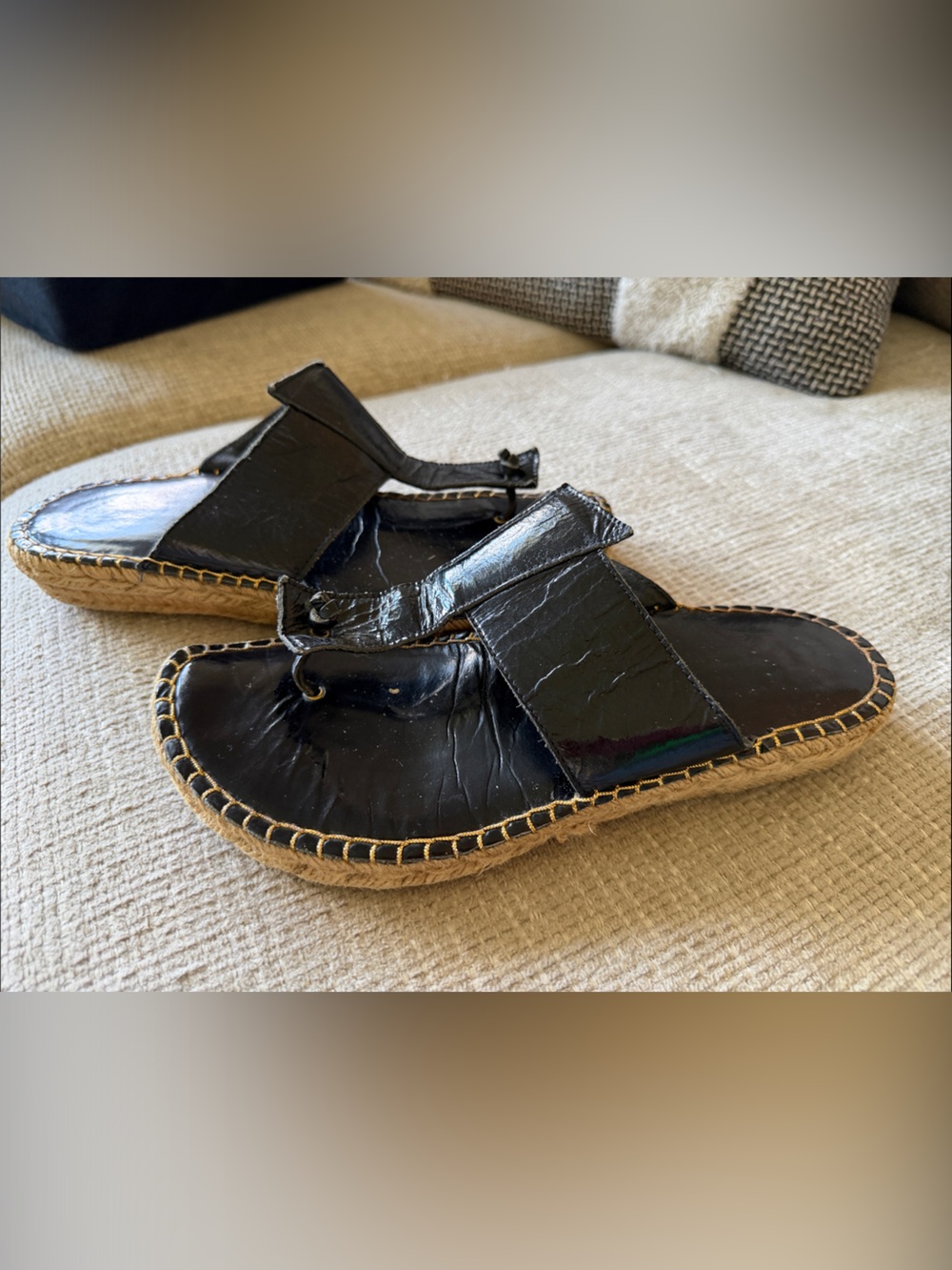 Andre Assous Black Leather Espadrille Sandals